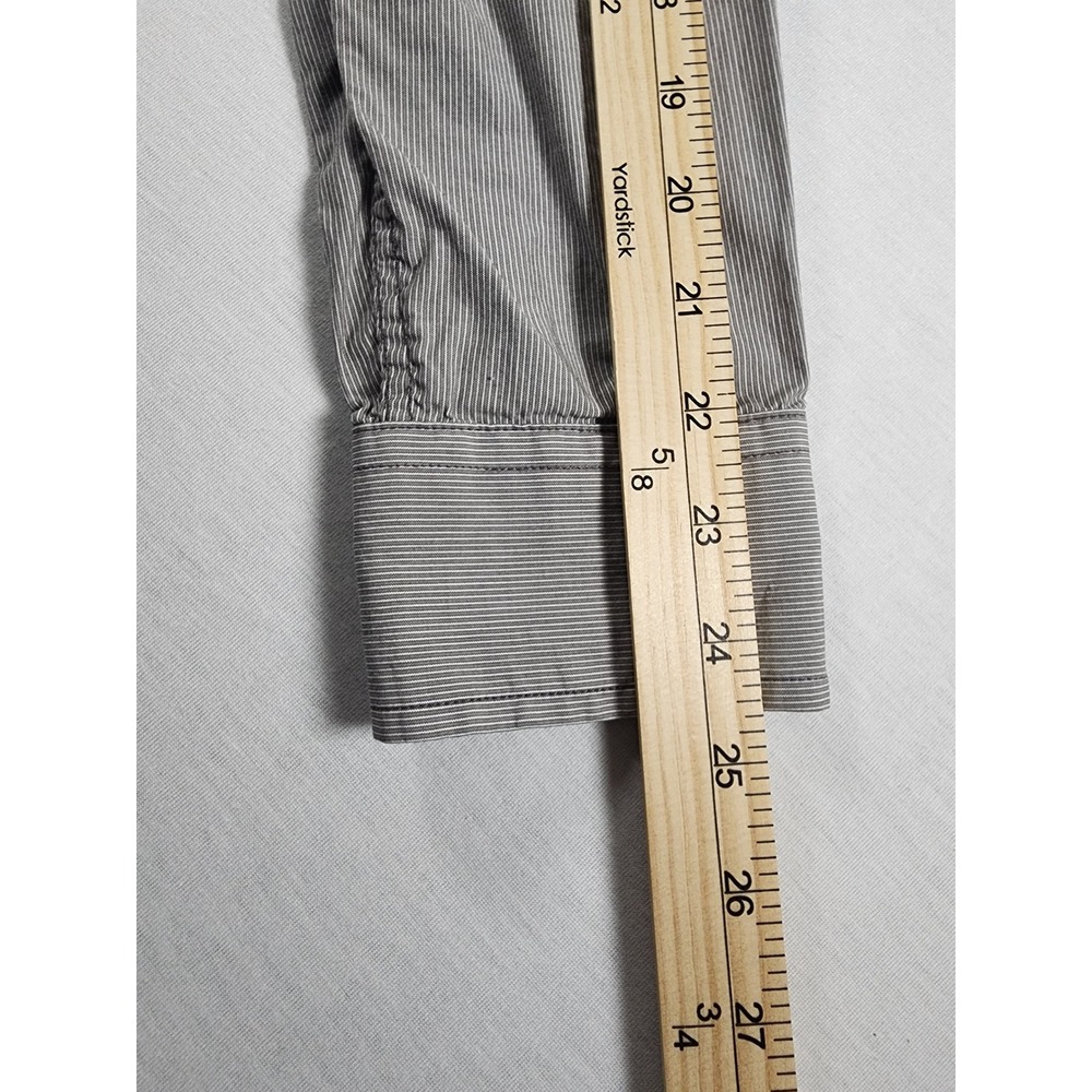 7 Diamonds‎ Mens Grey White Striped Long Sleeve Western Button Down Shirt Medium - Picture 6 of 9